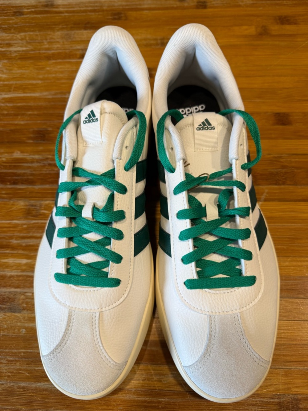 adidas Men’s White Sneakers with Green Accents